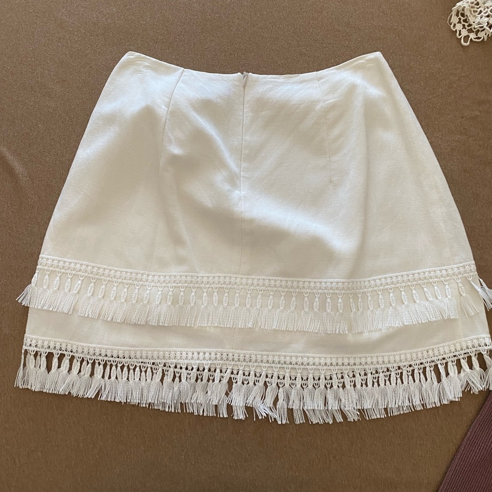 Lulu's Cream Fringe Pencil Skirt
